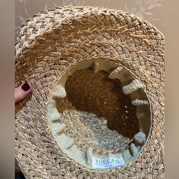Toucan Collection Straw Hat with Flowers & Raw Silk Ribbon